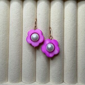 Flower Pearl Drop Earrings